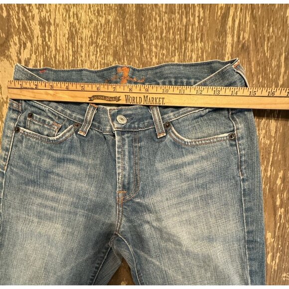 VTG 7 for all mankind jeans Light Wash Split Raw Hem USA Straight Leg Bootcut - Picture 6 of 13